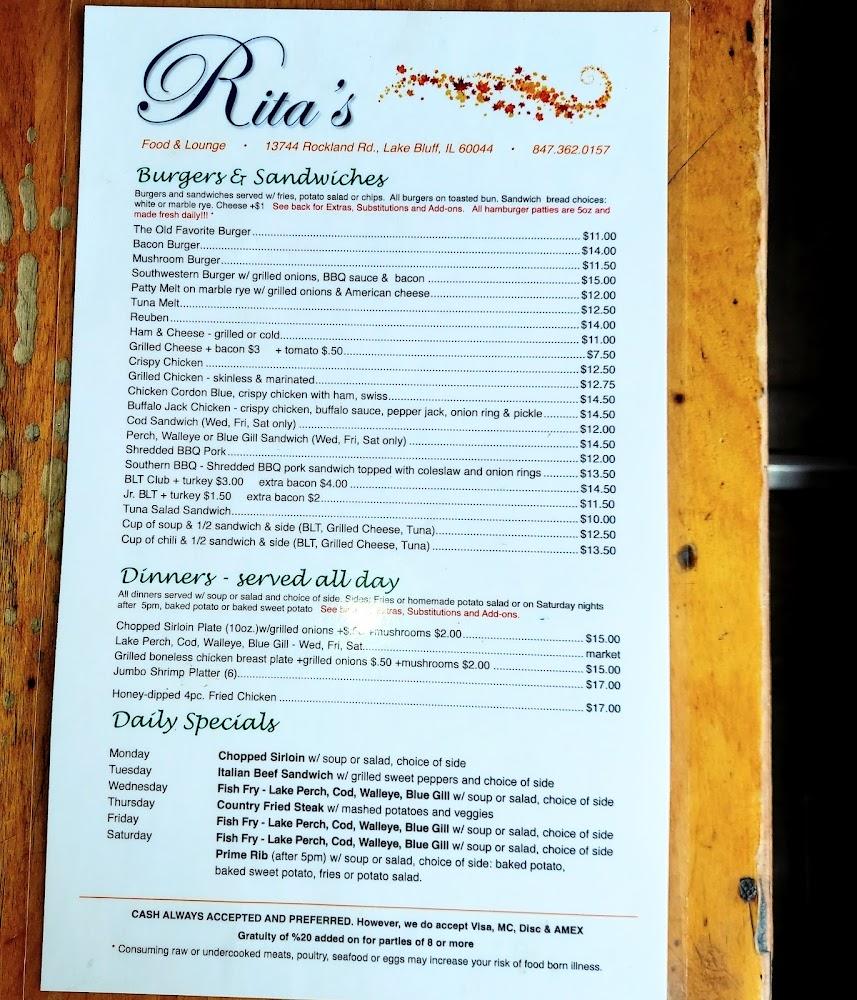 Rita's Bar & Grill Menu image 1