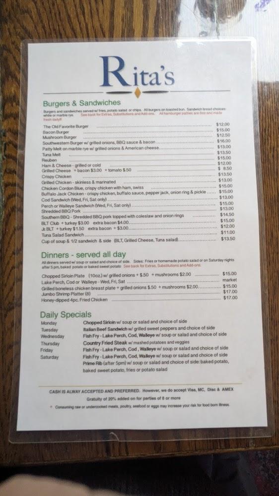 Rita's Bar & Grill Menu image 2